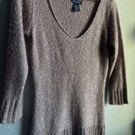 Max edition 🤎 Tan Brown V-Neck Sequin Quarter Sleeve Sweater Photo 1