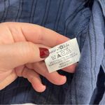 Natural Life  Ana Lace Button Down Crop Top S Navy Long Sleeve Cotton Linen Photo 3