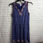 Irving & Fine blue printed geo shift dress preppy coastal size Small hippie boho Photo 1