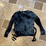 Pam & Gela NWT Tie Dye Tie Side Sweatshirt Black P Blue Open Side Athletic Photo 5