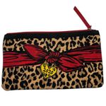 Brighton  Leopard Heart Canvas Zippered Pouch Cosmetic Makeup Bag Print Clutch Photo 8
