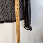 Sheer Black Polka Dot Mesh Long Sl Top Women's Swoss Dot Blouse Small Going out Photo 5