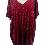 Natural Life  Claire Velvet floral Mini Dress V-Neck Cranberry Floral Sz L Photo 4