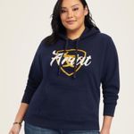 Ariat  REAL Shield Logo Hoodie navy eclipse large NWOT country cowgirl western​ Photo 2