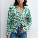 Mango Floral Printed Shirred Shirt Size US 6 Photo 0