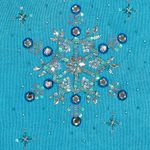 Quaker Factory Light Blue Sequins and Rhinestones snowflakes Sweater Size Small Photo 7