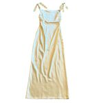 Billy J Frida Maxi Dress Yellow Satin Creamy Buttery Gown Size 14 Women's NWT Photo 1