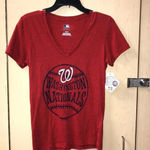 Genuine Merchandise Washington Nationals Red V-Neck T-shirt Size Small NWT Photo 2