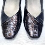 ROS HOMMERSON H36070 Womens Black Leather Snakeskin Wedge Dress Mules Shoes 7.5M Size 7.5 Photo 3