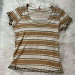 Free People NWT  Garner Tee Shirt Top Striped Ruffle Short Sleeve Size Small Photo 9