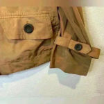 Per Se Brown Gold Cropped Y2K Trench Jacket Sheen Snap Button Size 6 Photo 4