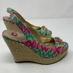 Elaine Turner  Harper Batik Print Wedge Sandals Pink and Green Size 6.5 Photo 5