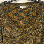 Earthbound - Brown and Blue V-Neck Sweater with Chunky Knit and Cropped St… Photo 2