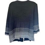 Ming Wang Black White Ombre Striped Metallic Knit Cardigan Sweater Size Large Photo 3
