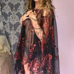 Cute Sheer Laced Poncho Red Size M Photo 0