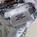 a.n.a . White & Green Floral Lace Up Neck Blouse Photo 3