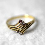 Source Unknown Rare 10K Gold Vintage PSCO Diamond/Ruby Wave Size 9 Cocktail Party Y2K Ring Photo 5