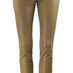 ZARA Tan Beige High Waisted Faux Leather Vegan High Rise Leggings Pants Size XS Photo 0