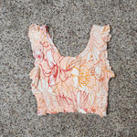 Patrons of Peace  Crop Tank Top Orange Floral Elastic Boho Size XS NWOT Photo 1