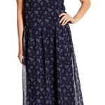 Vince  Calico Floral Shirred Waist Silk Midi Dress Size L Photo 0