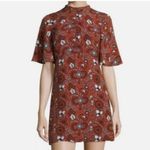ALC Frank A.L.C. Spencer 100% Silk Floral Print Mini Dress Short Sleeve High Neck Size 4 Photo 1