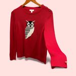 Charter Club Cute cherry red gold button owl hoot hoot cotton blend sweater Photo 1
