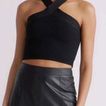 Quince NWT Women's Cropped Halter Ribbed Sweater Knit Tank in Black sz XS Photo 0