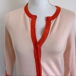 Loft • Coral Red Colorblock Cardigan Photo 1