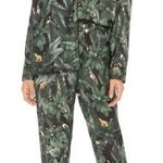 Revolve Plush Silky Jungle Print PJ Set in Emerald Print Photo 0