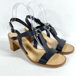 Salvatore Ferragamo  Black Leather Peria T-Strap City Sandals Block Heel size 7 Photo 1