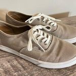 Vans  Beige Canvas Sneakers Shoes Women’s Size 7 Lace Up Neutral Comfort Casual Photo 0