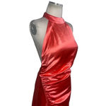 Retrofete Sabrina Satin Dress in Coral Large New Womens Long Gown Midi Pink Photo 5