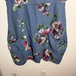 Vasna Shirt Dress Women S Blue Pink Floral Linen Boxy Lagenlook Pocket Roll Tab Photo 4