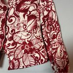Lafayette 148 Blazer Jacket Top Red Cream Floral Size 6 Silk Linen Cotton Blend Photo 5