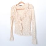 Wet Seal Y2K Womens Sheer Top Size M Lace Ruffle Long Sleeve Fairy Coquette Photo 2