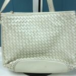 Vtg Aspects by Lisette pear cream woven‎ bag 9” x 11” Photo 2