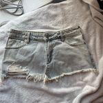 SER.O.YA new with tags Distressed skylight blue Denim skirt with frayed hem Size 00 Photo 0
