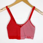 Kindly Yours Seamless Bralette Ribbed Two Tone Red Pink Size Medium Photo 0