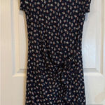 Loft  Womens Floral Print Twist Front Casual Short Sleeve‎ Dress Navy Small Photo 0