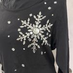 Quacker Factory  Black Beaded Snowflake Holiday Pullover Sweater Photo 3