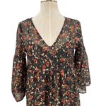 Natural Life Floral Print Midi Dress Kimono Sleeve Brown Red Size Small Photo 1