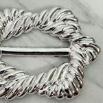 Vintage Metallic Silver Scarf Slide Shirt Tie Bar Belt Buckle Photo 3