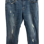 Nanette Lepore  Denim‎ Crop Cuffed Skinny Jeans Size 10 Distressed Medium Wash Photo 0