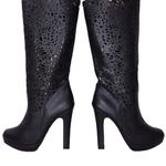 Colin Stuart  leather Black Cutout Knee-High tall platform heeled Boots size 7 Photo 4