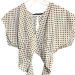 ZARA Linen White & Tan Polka Dot Crop Top with Tie in the Back Photo 2