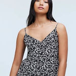 Madewell  Cami Black White Floral Crepe Top Size 8 Neutral Layering Office Work Photo 0