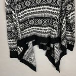 Carolyn Taylor  Cardigan Sweater Open Front Waterfall Black‎ White Women Sz Large Photo 15