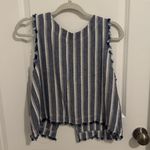 Sleeveless Blue and White Pinstripe Tank Size L Photo 0