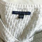 American Eagle Open Knit Lightweight Vneck Pullover Sweater Ivory M Photo 2