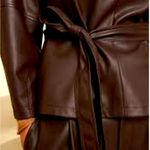 Banana Republic Bordeaux vegan leather top. Pull on. Self tie belt. Size S. NWT. Photo 2